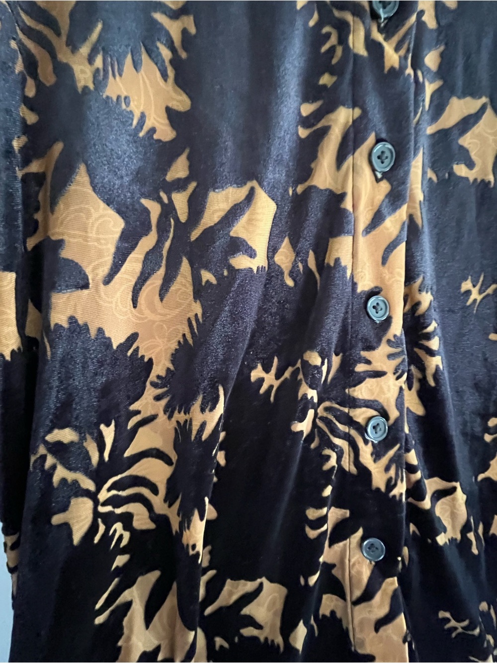 Cleo Whimsigoth Devore Burnout Velvet Floral Bell Sleeve Blouse XS - Picture 2 of 10